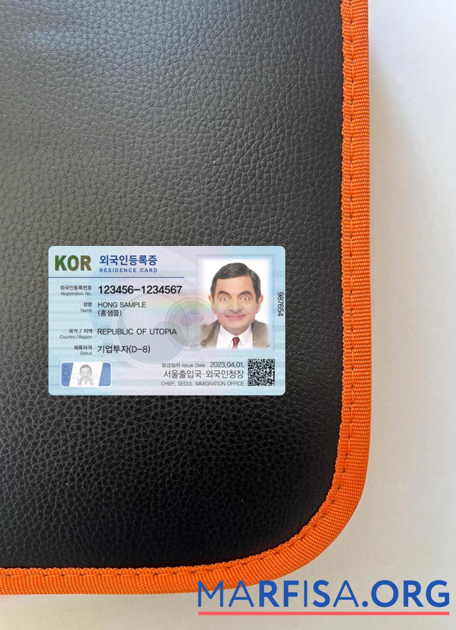 Printable Korea residence card 2023 present photolook front download for verification